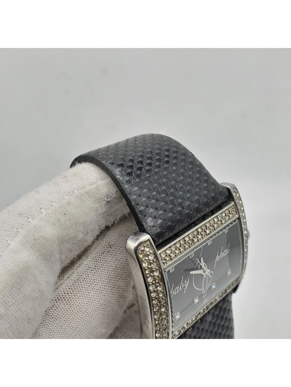 Baby Phat Rhinestone Bezel Womens Watch  40mm Black Dial New Battery
